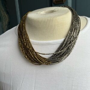 Gold and Silver Multi-strand Seabead Necklace